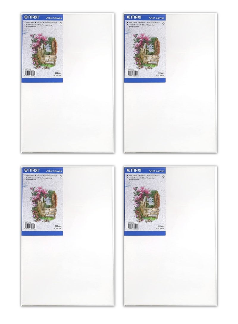 Maxi لوحة قماشية ممتدة مكونة من 4 قطع مقاس 20 × 30 سم باللون الأبيض - Image 1