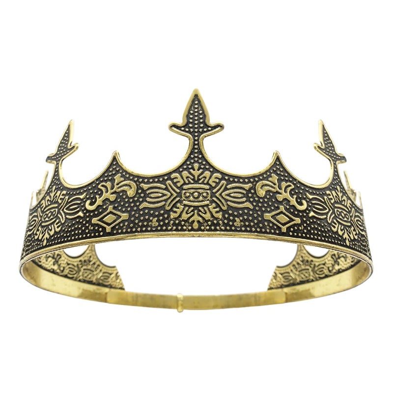 King Crowns for Men Theme Party Metal Hair Band for Men Headband Black Headbands Pale Gold
