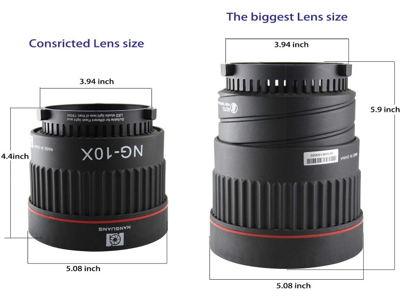 EXMAX NG-10X Fresnel Lens Focusing Adapter Fresnel Spot S-Mount Adapter Attachment 10-40° 5X Brighter Focus Lens Adjust for godox sl-60w Bowens Mount Studio Light Flash LED Light 4 Color Gel Filters - Image 2