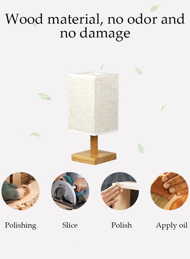 DUNISO مصباح طاولة صغير لغرفة النوم، مصابيح بجانب السرير لطاولة بجانب السرير، مصباح إضاءة بسيط لطاولة بجانب السرير مع غطاء مربع من القماش، مصباح قراءة مكتبي لغرفة الأطفال وغرفة المعيشة والمكتب والسكن الجامعي - Image 2