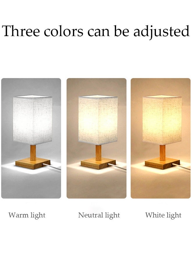 DUNISO مصباح طاولة صغير لغرفة النوم، مصابيح بجانب السرير لطاولة بجانب السرير، مصباح إضاءة بسيط لطاولة بجانب السرير مع غطاء مربع من القماش، مصباح قراءة مكتبي لغرفة الأطفال وغرفة المعيشة والمكتب والسكن الجامعي - Image 3