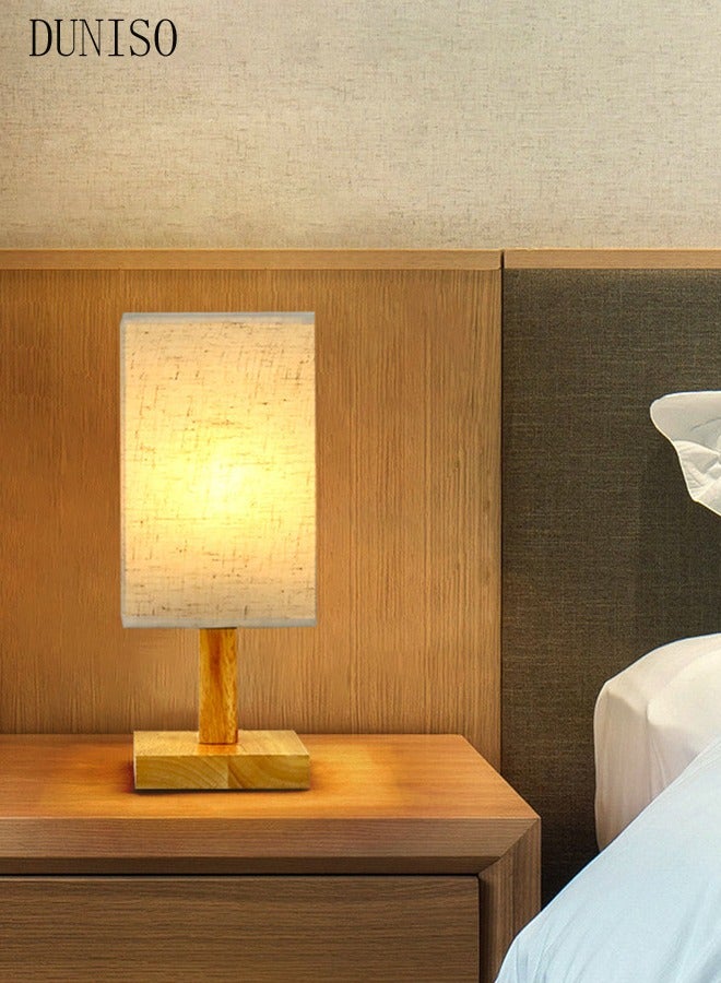DUNISO مصباح طاولة صغير لغرفة النوم، مصابيح بجانب السرير لطاولة بجانب السرير، مصباح إضاءة بسيط لطاولة بجانب السرير مع غطاء مربع من القماش، مصباح قراءة مكتبي لغرفة الأطفال وغرفة المعيشة والمكتب والسكن الجامعي - Image 4