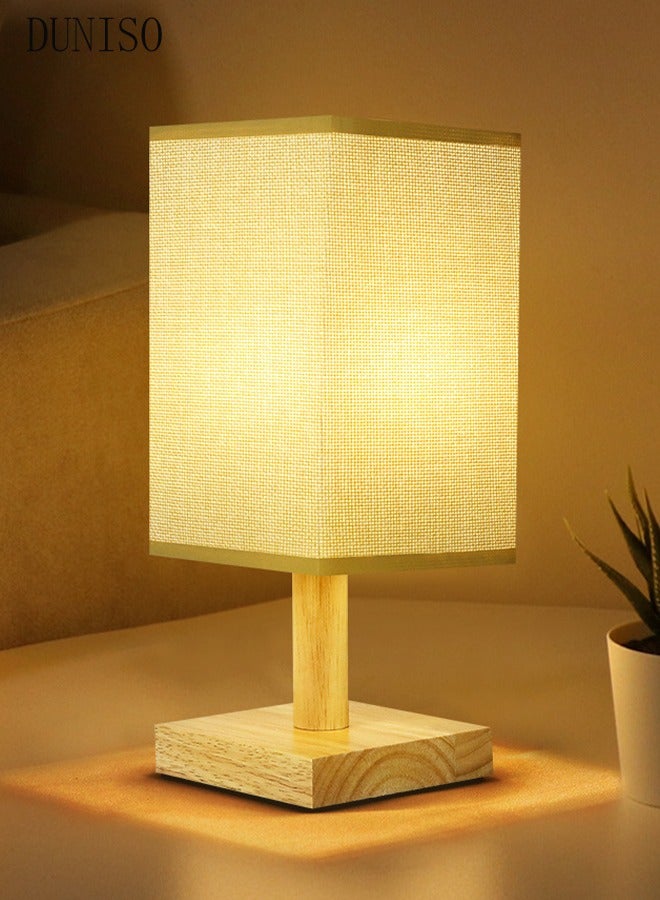 DUNISO مصباح طاولة صغير لغرفة النوم، مصابيح بجانب السرير لطاولة بجانب السرير، مصباح إضاءة بسيط لطاولة بجانب السرير مع غطاء مربع من القماش، مصباح قراءة مكتبي لغرفة الأطفال وغرفة المعيشة والمكتب والسكن الجامعي - Image 5
