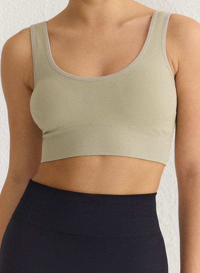 trendyol Light Khaki Seamless Support Shaping Knitted Sports Bra TWOAW23SS00019 - Image 4