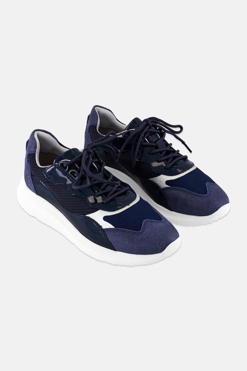 GEOX Women Diodiana Lace Up Casual Shoes, Navy - Image 1