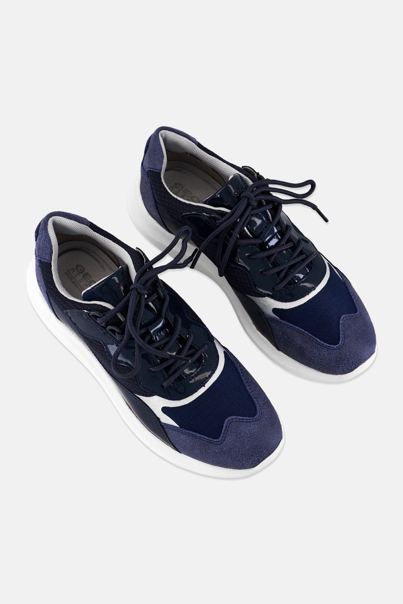 GEOX Women Diodiana Lace Up Casual Shoes, Navy - Image 3