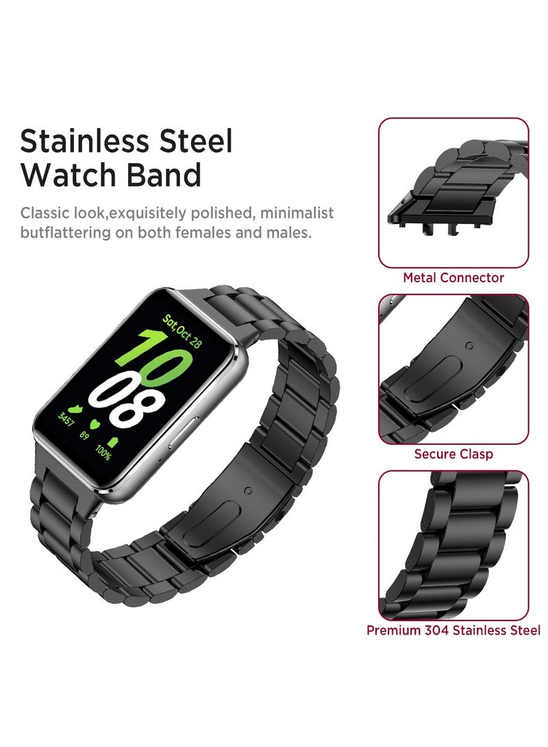O Ozone (Pack of 2) Metal Watch Strap Compatible with Samsung Galaxy Fit 3 Wristband Stainless Steel Strap Bracelet for Men Women - Image 4