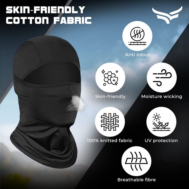 XTRIM Face Mask for Men and Women, Balaclava for Bike Riding, UV-Protected Full Face Mask, Breathable Helmet Liner, Sweat Absorbing, Odour-Free, 4-Way Stretch, Sun & Dust Protection (Black, Free Size) - Image 5