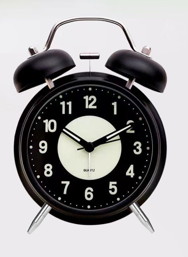 MAOGEDA Twin Bell Extra Loud Alarm Clock for Adults Who Are Heavy Sleepers, Loud Alarm Clock with Backlight, Silent Clock for Bedroom, Home or Office, Vintage 4" Silent Non-tick Quartz with Backlight, Luminous Dial, Alarm Clock for Bedroom Bedside (Black) - Image 2