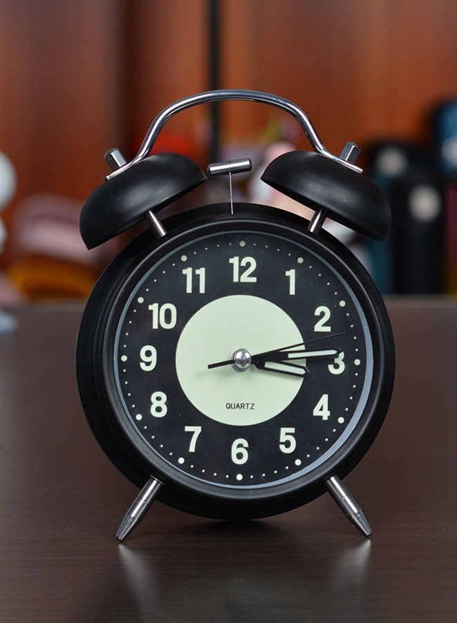 MAOGEDA Twin Bell Extra Loud Alarm Clock for Adults Who Are Heavy Sleepers, Loud Alarm Clock with Backlight, Silent Clock for Bedroom, Home or Office, Vintage 4" Silent Non-tick Quartz with Backlight, Luminous Dial, Alarm Clock for Bedroom Bedside (Black) - Image 3