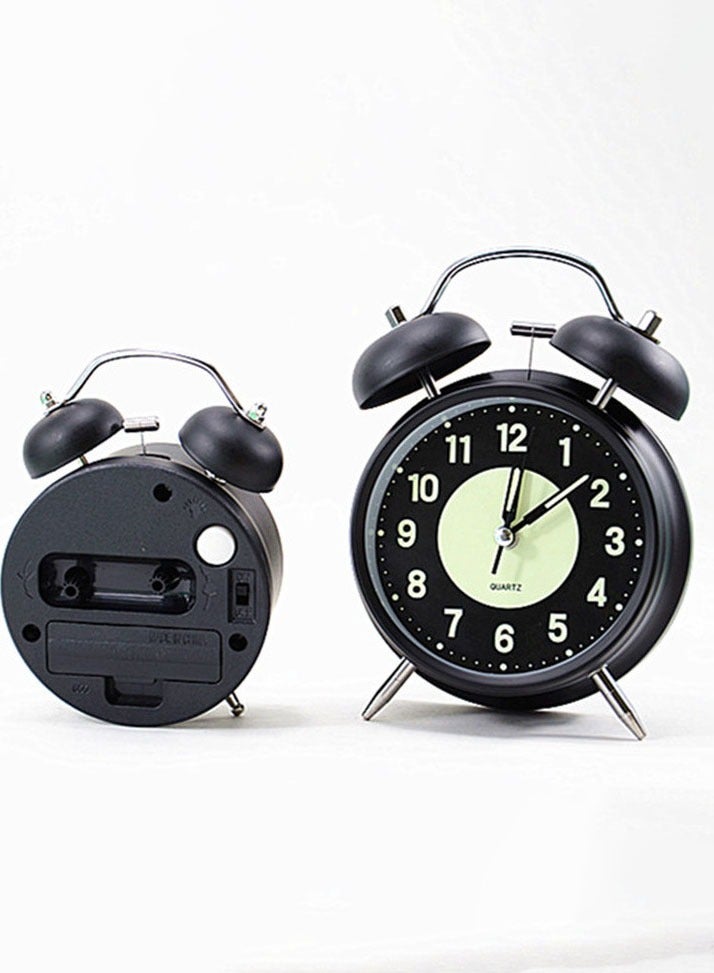 MAOGEDA Twin Bell Extra Loud Alarm Clock for Adults Who Are Heavy Sleepers, Loud Alarm Clock with Backlight, Silent Clock for Bedroom, Home or Office, Vintage 4" Silent Non-tick Quartz with Backlight, Luminous Dial, Alarm Clock for Bedroom Bedside (Black) - Image 5