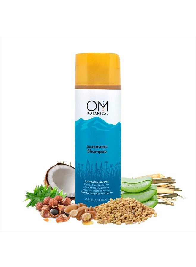 OM Botanical Sulfate-Free Hair Shampoo, Low-Foaming Natural Shampoo with Ayurvedic Herbs for Hair, Scalp and Skin Conditions, Hair Loss, Dry Scalp and Hair Growth Shampoo, Peppermint-Scented for Men/W - Image 1
