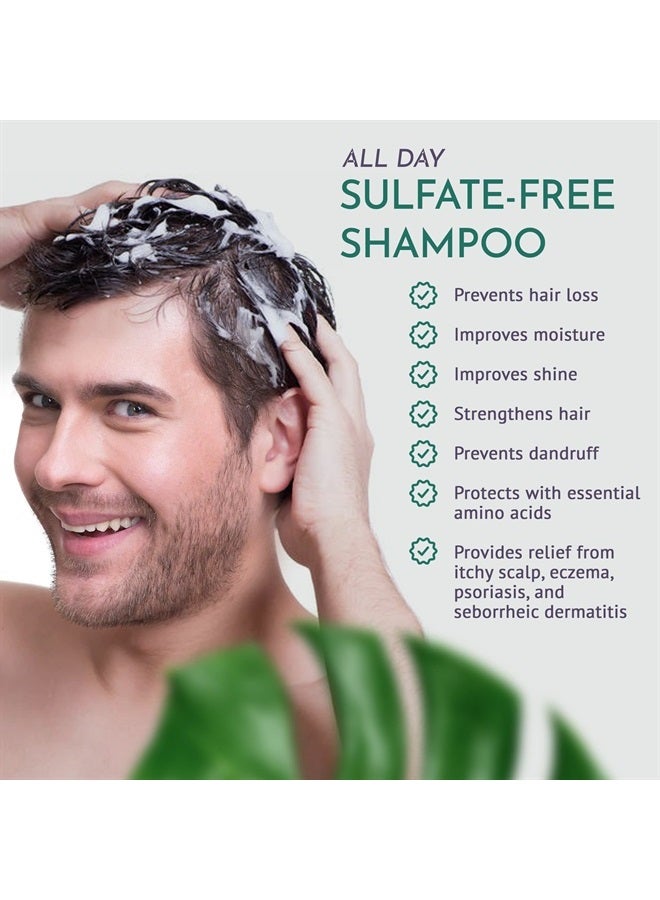 OM Botanical Sulfate-Free Hair Shampoo, Low-Foaming Natural Shampoo with Ayurvedic Herbs for Hair, Scalp and Skin Conditions, Hair Loss, Dry Scalp and Hair Growth Shampoo, Peppermint-Scented for Men/W - Image 5
