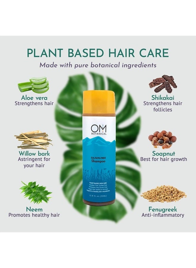 OM Botanical Sulfate-Free Hair Shampoo, Low-Foaming Natural Shampoo with Ayurvedic Herbs for Hair, Scalp and Skin Conditions, Hair Loss, Dry Scalp and Hair Growth Shampoo, Peppermint-Scented for Men/W - Image 3