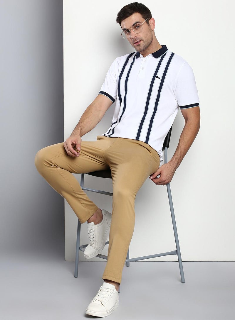 Dennis Lingo Men's Tapered Fit Dark Khaki Cotton Chinos - Mid-Rise, Full Length, Button & Zip Closure  - Image 1