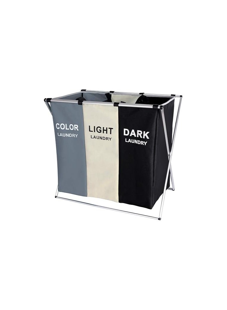 Foldable Laundry Hamper with Three Sections for Easy Sorting - Image 4