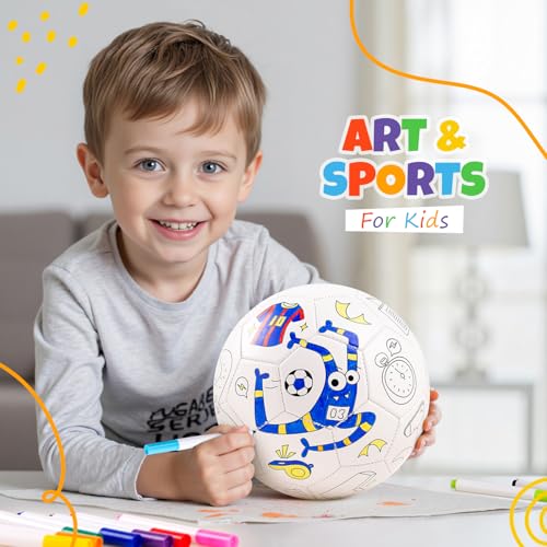 EVERICH TOY Paint Your Own Soccer Ball with Markers Toddler Arts and Crafts Kits Soccer Gifts for Girls Boys Size 3 Monster Toys Coloring Custom Soccer Ball Birthday Gifts for Kids 3 4 5 68 812 - Image 5