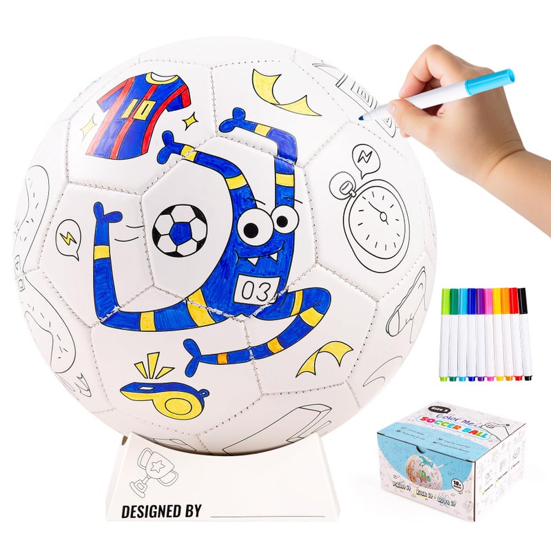 EVERICH TOY Paint Your Own Soccer Ball with Markers Toddler Arts and Crafts Kits Soccer Gifts for Girls Boys Size 3 Monster Toys Coloring Custom Soccer Ball Birthday Gifts for Kids 3 4 5 68 812 - Image 3