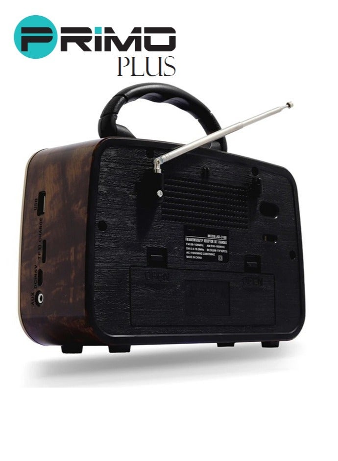 بريمو بلس راديو محمول HI-FI بثلاث قنوات FM - AM - SW ذهبي/بني/أسود بلوتوث AUX بطاقة TF قرص فلاش USB - Image 4