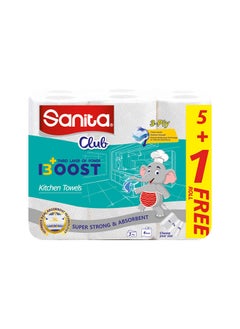 Sanita Club 100 sheet kitchen Towel Boost (5+1) Rolls 