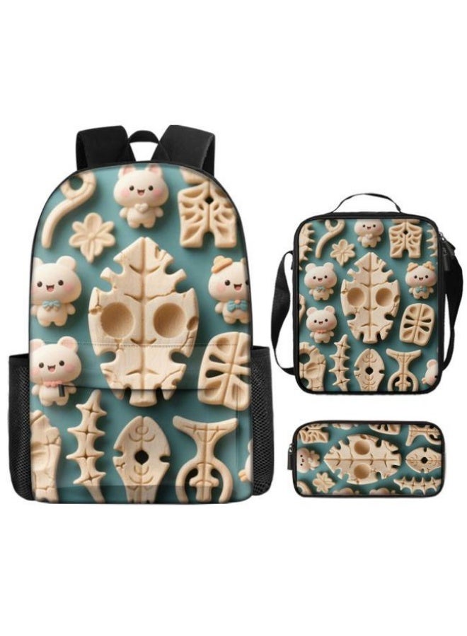 [Super new special offer] Cartoon theme bag three-piece set | double-shoulder + hand-held + storage pen bag | gift self-use good-looking - 516  - Image 1