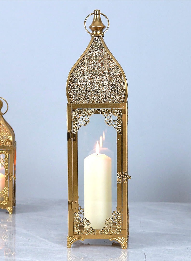 AL Hadaya Mall Luxury Ornate Ramadan Decorative Lantern – Gold Elegant Candle Lantern for Home Décor – 14x14x56 cm - Image 2