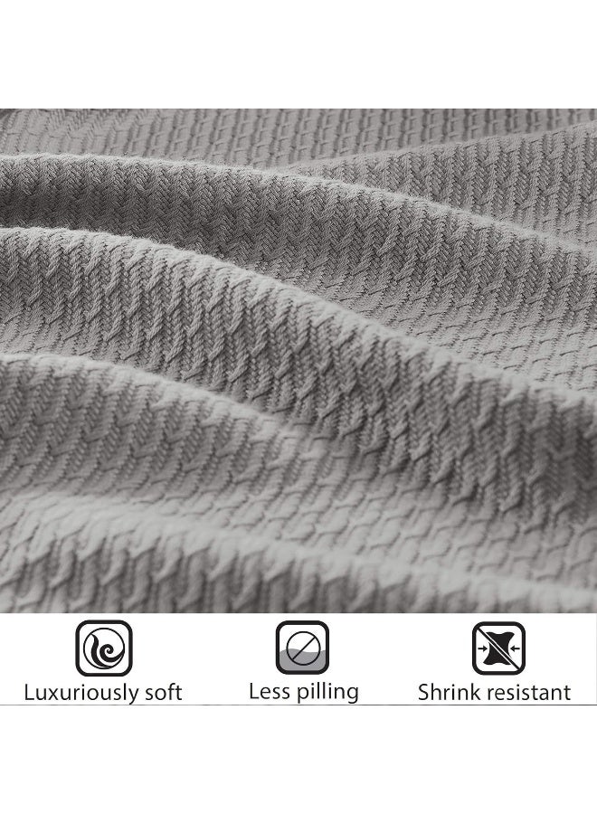 madison park Madison Park Egyptian Cotton Luxury Blanket Grey 108x90 King Size Knit Premium Soft Cozy 100 Cerified Egyptian Cotton For Bed Couch or Sofa  - Image 2
