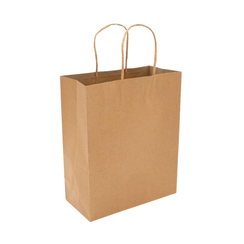 KAGAZ Paper Bags with Handles,10x5x13 Inches, 25 bags, Kraft Shopping and Party gift Bags (Brown) - Image 1