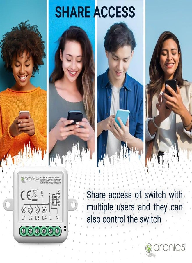 arcnics® - 3 Node Smart WiFi Retrofit Switch | WiFi Controlled | Works with Smart Life, Alexa, Google | Fits into any Existing Switch Board | DIY 3 Channel/Gang Module - Image 4