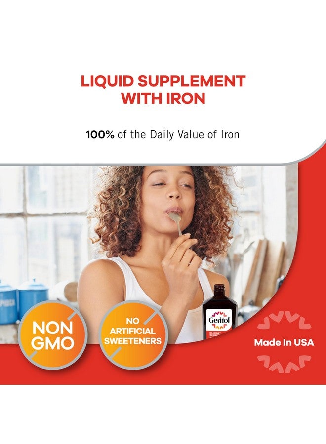 Geritol Geritol Liquid Vitamin and Iron Supplement, Energy Support, Contains High Potency B-Vitamins and Iron, Pleasant Tasting, Easy to Swallow, No Artificial Sweeteners, Non-GMO, 12 Oz - Image 4