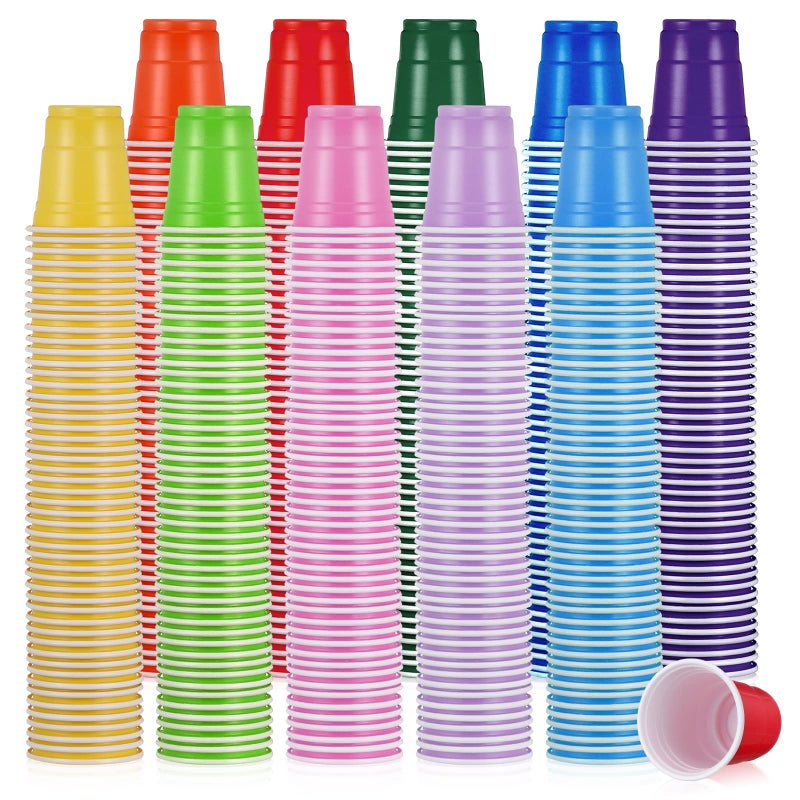 Eaasty 1000 Packs Plastic Shot Glasses 2oz 60ml Disposable Shot Glasses Bulk Assorted Party Cup for Kids Birthday Wedding Restaurant Kitchen BBQ Picnic Camping Daily Life10 Color 