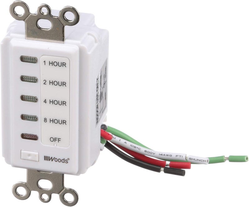 Woods 59013 in-Wall Timer; 120 V; 15 A; 2; 4; 8; 12 Hr Off; 8-Hour; White - Image 2