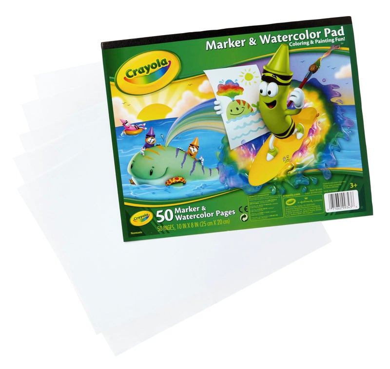 Crayola Marker & Watercolor Pad, 50 Blank Coloring Pages, Painting Paper, Art Supplies for Kids, Gifts - Image 3