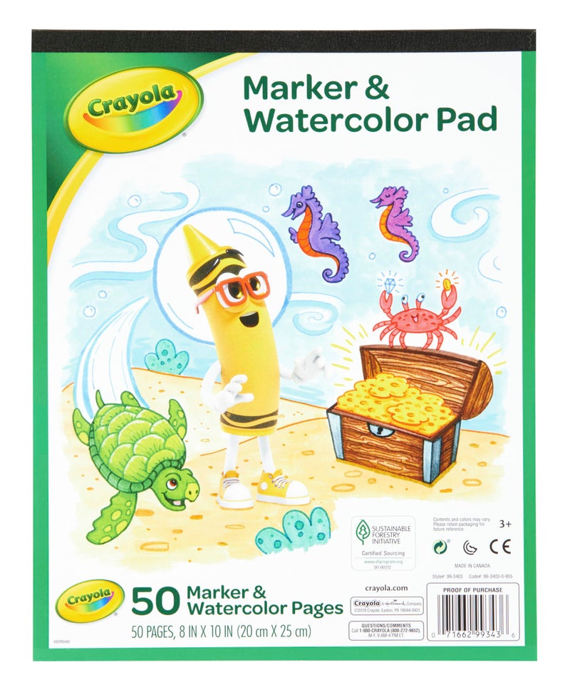 Crayola Marker & Watercolor Pad, 50 Blank Coloring Pages, Painting Paper, Art Supplies for Kids, Gifts - Image 1