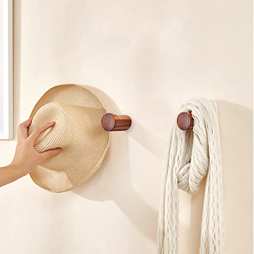 COCOYA Natural Wood Wall Hooks, 4Pack Minimalist Hat Hanger Easy Install Wall Mount Wooden Peg Knob Walnut Cute Simple Modern Small Room Decor, for Hanging Coat Towel Cap Bag Purses Jacket Backpack - Image 2