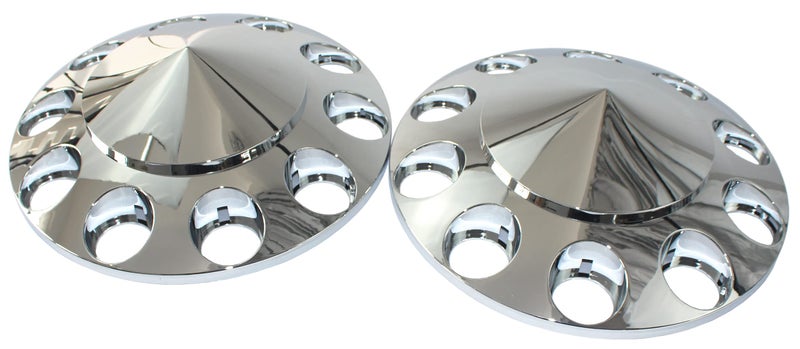 KASONG Chrome ABS Plastic Front Hub Caps Wheel Axle Covers with 33 mm Screw on Lug Nut Covers for Semi Trucks 1 Pair (Spiked) - Image 2