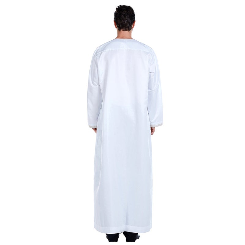 Men's Embroidered Long Kurta with Tassel Detailing and Round Neck - Image 5