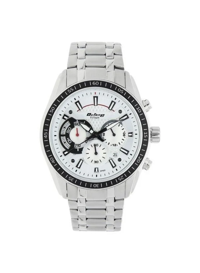 TITAN Octane Quartz Chronograph with Date White Dial Silver Stainless Steel Strap Watch for Men - 90077KM01