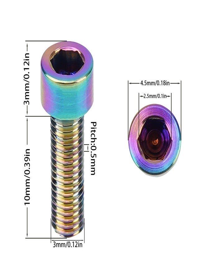 مجموعة براغي DJX GR5 TC4 من التيتانيوم Ti M3 برأس غطاء M3x10mm، 6 قطع، مناسبة للدراجات الهوائية وسيارات التحكم عن بعد وغيرها (رأس غطاء 4.5 مم M3x10mm) - Image 2