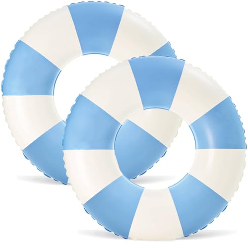 WAYTOSUC 2PCS Floats for Adults Rrings Striped Pool Float Large Swim Ring for Adults30 Inch Classic Striped Teens Adult Inner Tubes Summer Beach Bachelorette Party Blue Stripe2 - Image 1