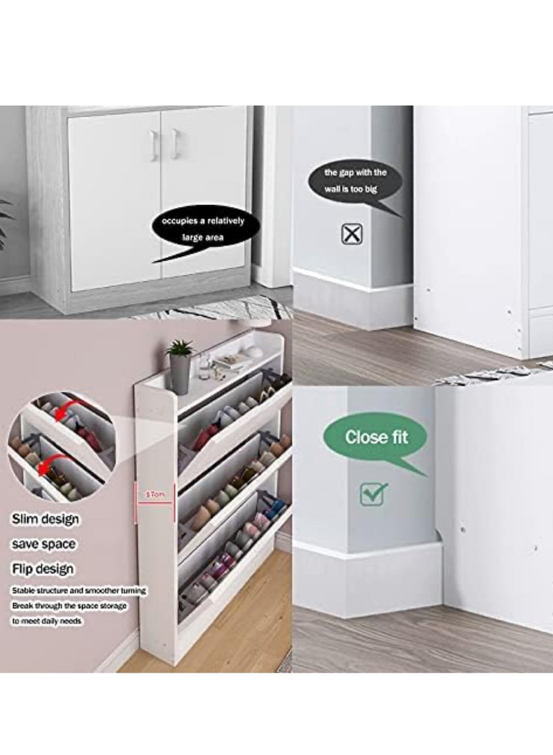 Generic Shoe Cabinet Shoe Rack Shoe Storage Cupboard with 3 Flip Doors Shoe Storage Cabinet for Entryway Narrow ,Space Saving ﻿  - Image 5