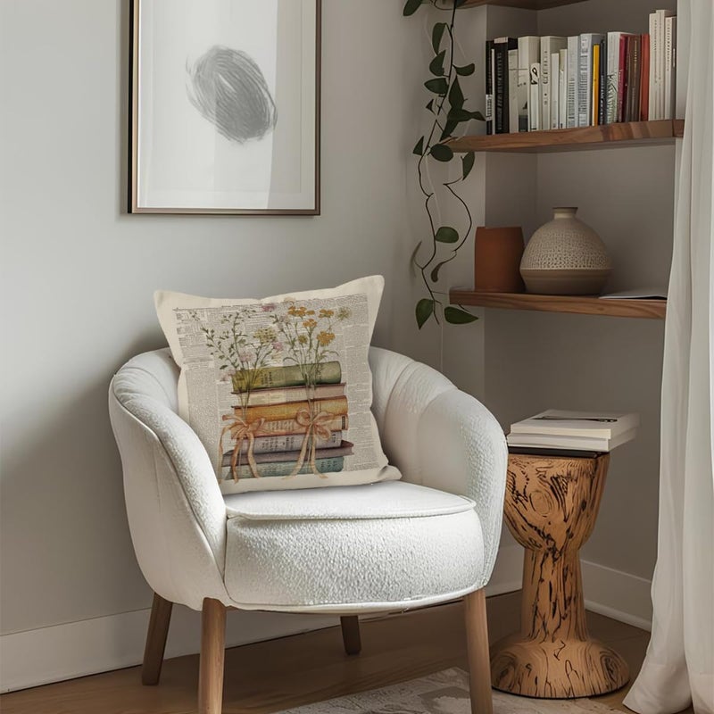 ETVISO Vintage Classroom Book Reading Pillow Cover 18x18, Reading Corner Decor for Classroom, Retro Floral Book Fall Throw Pillow Case for Reading Nook, Bookish, Library Decor, Bookish Gifts - Image 5