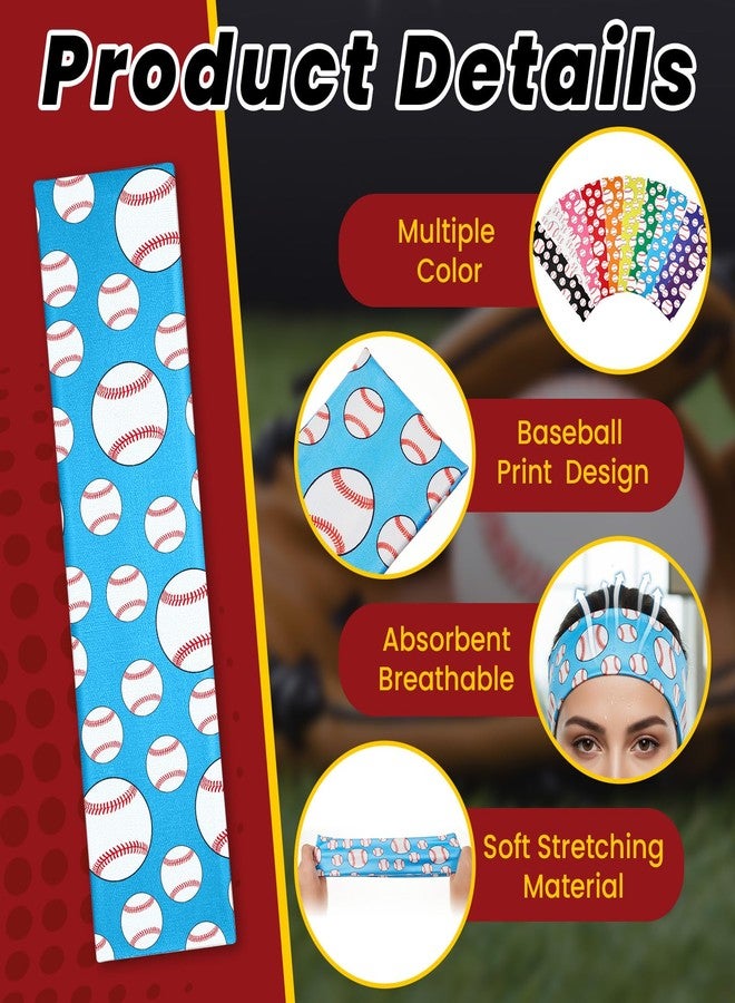 ميتلي مجموعة MTLEE من 10 قطع من عصابات الرأس للبيسبول للبنات والأولاد، عصابات رأس مرنة قابلة للتعديل، إكسسوارات شعر، هدايا لفرق البيسبول للبنات والمراهقات والنساء والبالغات. - Image 3