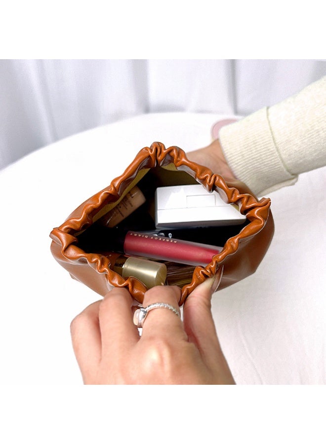 Fashionable, Simple And Compact Makeup Bag, Pleated Lipstick Storage Bag, Portable Cosmetics Organizer, Automatic Closure Design, Suitable For Travel And Business Trips - Image 3
