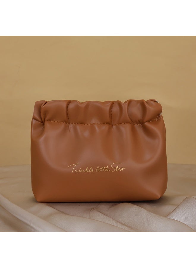 Fashionable, Simple And Compact Makeup Bag, Pleated Lipstick Storage Bag, Portable Cosmetics Organizer, Automatic Closure Design, Suitable For Travel And Business Trips - Image 2