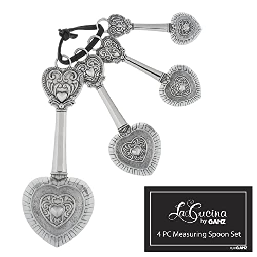 Ganz ER48885 Hearts Zinc Measuring Spoon- 4 piece set - Image 2
