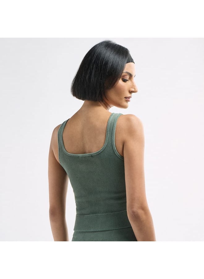 FAV Ribbed Cropped Tank Top with Square Neck  - Image 3