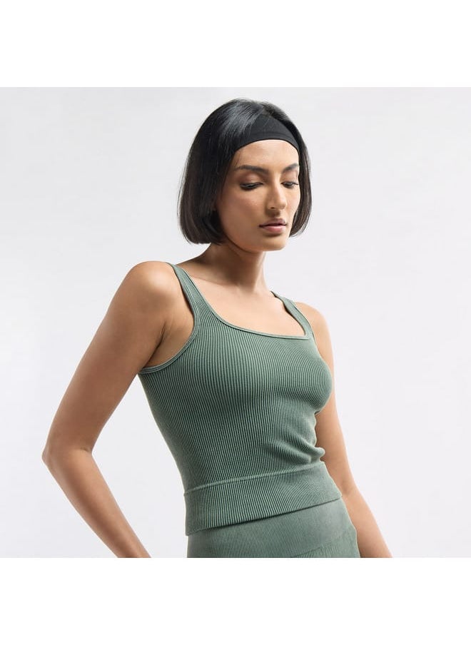 FAV Ribbed Cropped Tank Top with Square Neck  - Image 1