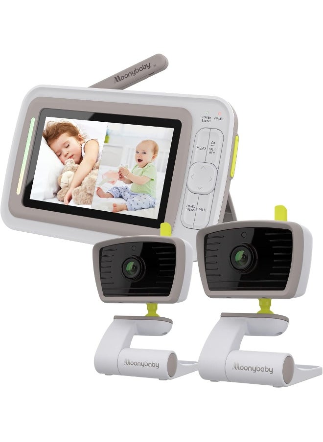 Moonybaby Baby Monitor Long Range No WiFi, 2 Wide View Cameras, Baby Room Temperature Display, 4.3" Split Screen, Auto Night Vision, 2-Way Audio, Lullaby - pzsku/ZECC02490FFC8E1D81FE7Z/45/_/1738048015/0cda51a9-0383-48f5-8a6d-87d380c4574a