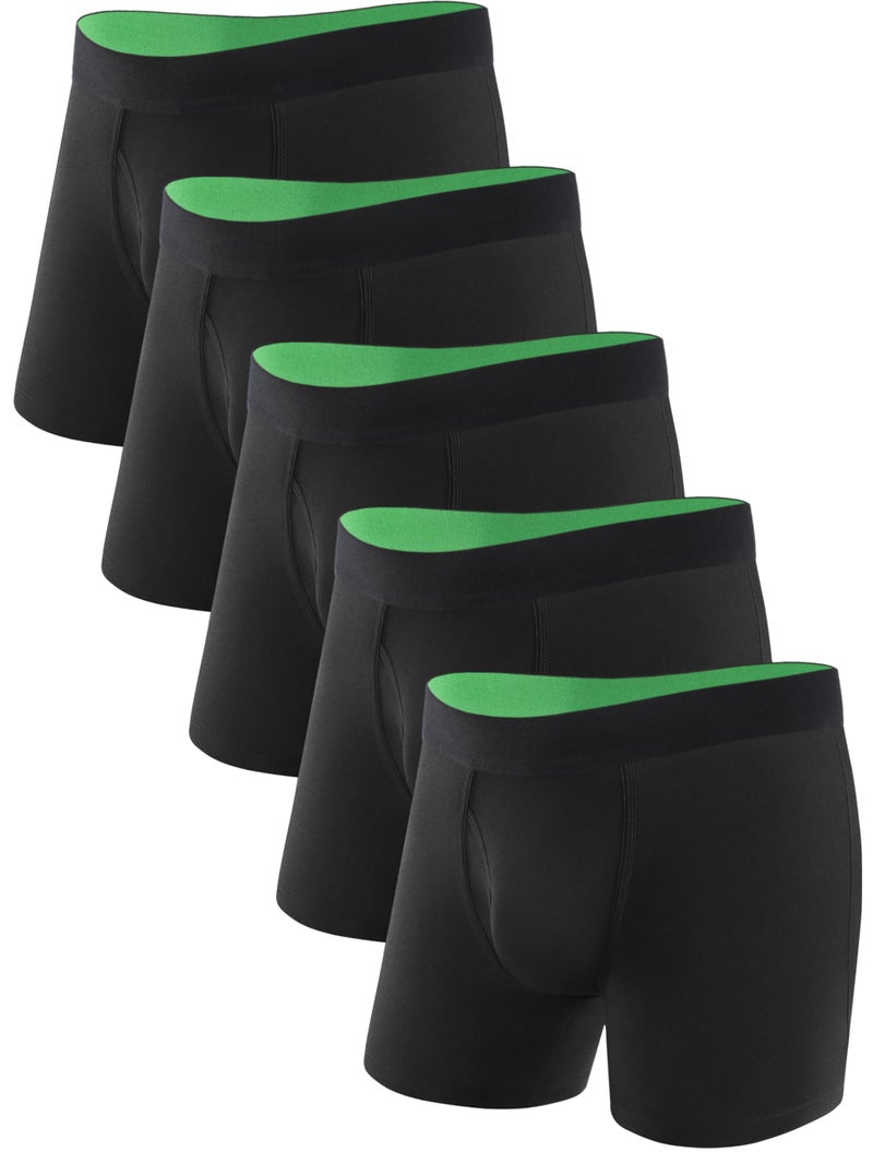 TIICHOO Mens Incontinence Underwear Washable with Absorbency Fly Front Leak Proof Boxer Briefs Pack of 5(XL,5 Black) - Image 1